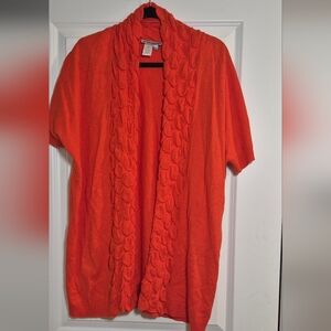 A La Catre Orange Short Sleeve Cardigan L